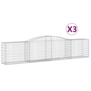 Kosze gabionowe, 3 szt, 400x50x80/100 cm, galwanizowane żelazo