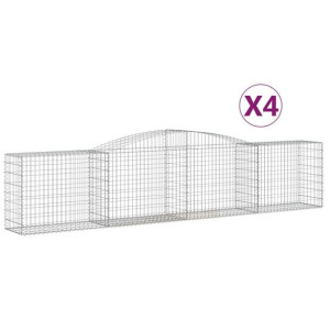 Kosze gabionowe, 4 szt, 400x50x80/100 cm, galwanizowane żelazo