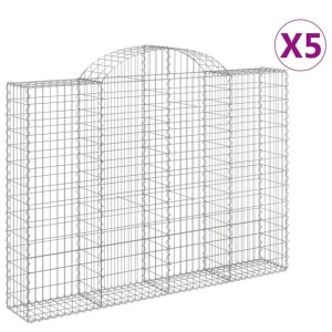 Kosze gabionowe, 5 szt, 200x30x140/160 cm, galwanizowane żelazo