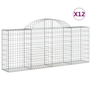 Kosze gabionowe, 12 szt, 200x30x80/100 cm, galwanizowane żelazo