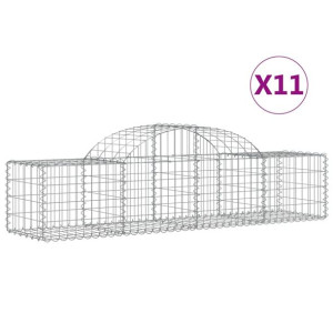 Kosze gabionowe, 11 szt, 200x50x40/60 cm, galwanizowane żelazo