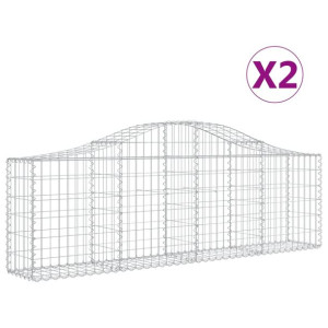 Kosze gabionowe, 2 szt, 200x30x60/80 cm, galwanizowane żelazo