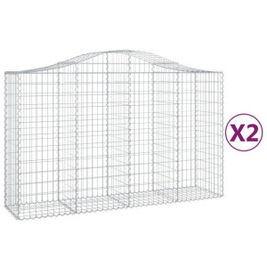 Kosze gabionowe, 2 szt, 200x50x120/140 cm, galwanizowane żelazo