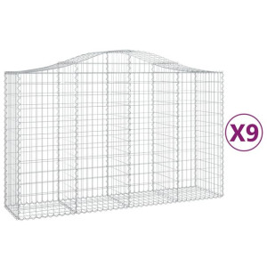 Kosze gabionowe, 9 szt, 200x50x120/140 cm, galwanizowane żelazo