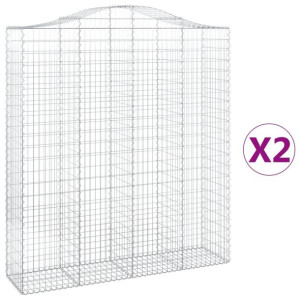 Kosze gabionowe, 2 szt, 200x50x220/240 cm, galwanizowane żelazo