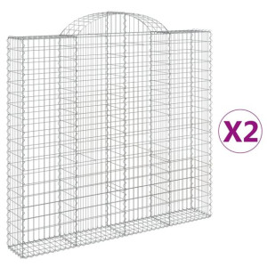 Kosze gabionowe, 2 szt, 200x30x180/200 cm, galwanizowane żelazo