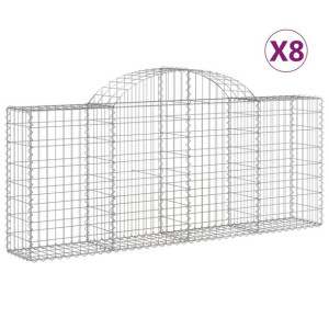 Kosze gabionowe, 8 szt, 200x30x80/100 cm, galwanizowane żelazo