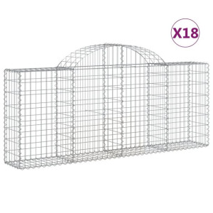 Kosze gabionowe, 18 szt, 200x30x80/100 cm, galwanizowane żelazo