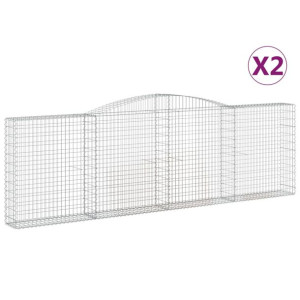 Kosze gabionowe, 2 szt, 400x30x120/140 cm, galwanizowane żelazo