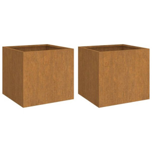 Donice, 2 szt., szare, 32x30x29 cm, stal kortenowska