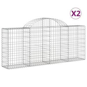 Kosze gabionowe, 2 szt, 200x30x80/100 cm, galwanizowane żelazo