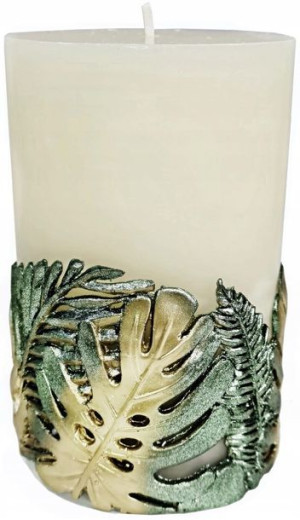 Świeca Zapachowa Monstera walec średni 8x13cm zielona