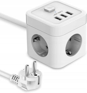 Listwa Rozdzielacz Kostka 3xGniazda 3xUSB 1.5m