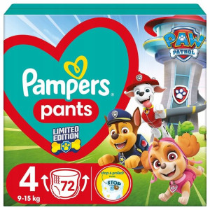 PAMPERS Pieluchy Paw Patrol rozm.4 9-15kg 72 szt