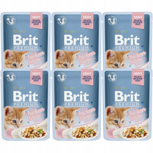 Brit Cat Pouch Gravy Kitten Fillets Chicken 6x85g