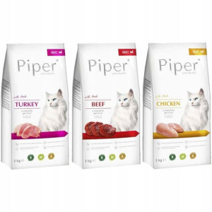 Karma dla kota PIPER 3x 3kg wołowina indyk kurczak