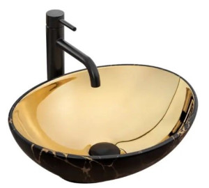 Umywalka Nablatowa Sofia IN Gold Marble Black Rea