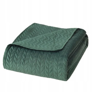 Butelkowa Zieleń Narzuta na Łóżko Velvet Welur 200x220