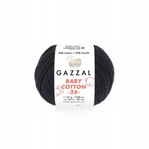 Włóczka Gazzal Baby Cotton 3433 - 25g - czarny