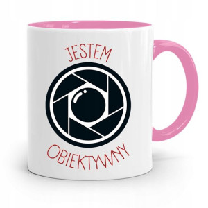 Kubek Różowy Dla Fotografa Jestem Obiektywny