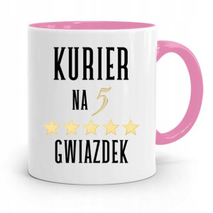 Kubek Różowy Dla Kuriera Na Pięć Gwiazdek