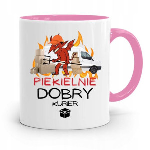 Kubek Różowy Dla Kuriera Piekielnie Dobry Prezent