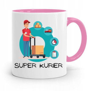 Kubek Różowy Dla Kuriera Super Kurier Prezent
