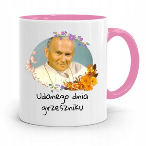Kubek Różowy Jan Paweł Ii Papież Grzeszniku