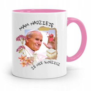 Kubek Różowy Jan Paweł Ii Papież Mam Nadzieję