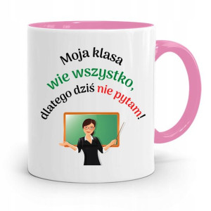 Kubek Różowy Na Dzień Nauczyciela Wie Wszystko