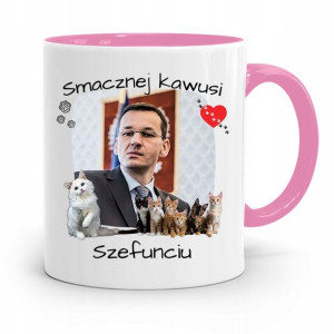 Kubek Różowy Politycy Premier Mateusz Morawiecki