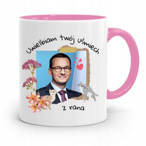 Kubek Różowy Politycy Premier Mateusz Morawiecki