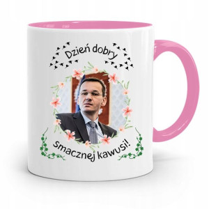 Kubek Różowy Politycy Premier Mateusz Morawiecki