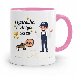 Kubek Różowy Prezent Dla Hydraulika O Złotym Sercu