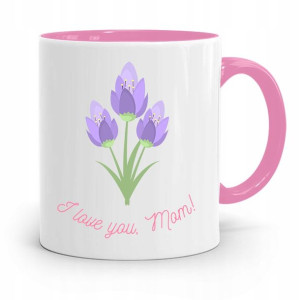 Kubek Różowy Prezent Dla Mamy I Love You Mom!