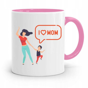 Kubek Różowy Prezent Dla Mamy Matki I Love Mom