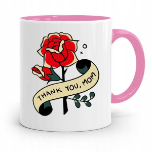 Kubek Różowy Prezent Dla Mamy Matki Thank You Mom
