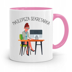 Kubek Różowy Prezent Dla Sekretarki Najlepsza