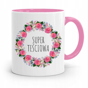 Kubek Różowy Prezent Dla Super Teściowej