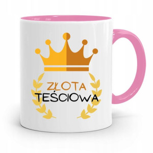 Kubek Różowy Prezent Dla Teściowej Złota Teściowa