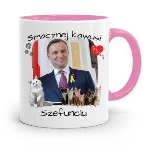 Kubek Różowy Prezydenta Andrzej Duda Pis