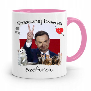 Kubek Różowy Prezydenta Andrzej Duda Pis