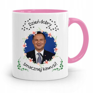 Kubek Różowy Prezydenta Andrzej Duda Pis
