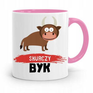 Kubek Różowy Śmieszny Zabawny Skurczy Byk Prezent