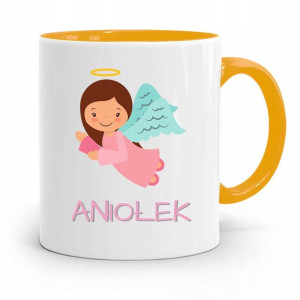 Kubek Żółty Dla Dzieci Mały Aniołek +imię