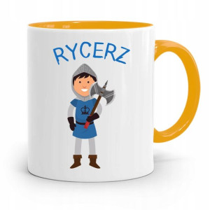 Kubek Żółty Dla Dzieci Syna Mały Rycerz +imię