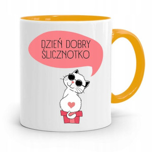 Kubek Żółty Dla Dziewczyny Dzień Dobry Ślicznotko