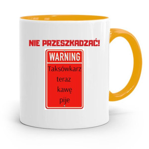 Kubek Żółty Dla Taksówkarza Teraz Kawę Pije
