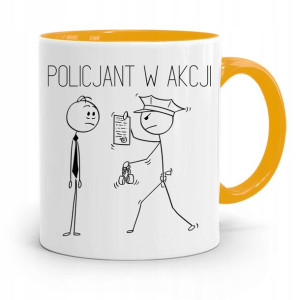 Kubek Żólty Dla Policjanta Policjantki W Akcji