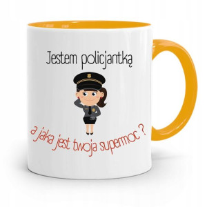 Kubek Żólty Policjanta Policjantki Twoja Supermoc?